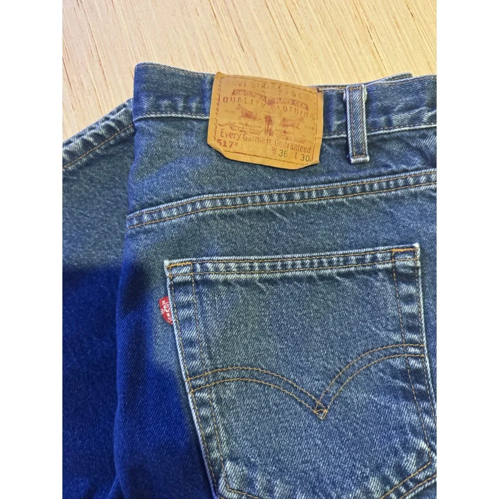 Levis 517 Vintage Mens Bootcut Jeans Medium Wash Denim 36x30 Blue Red Tab 38